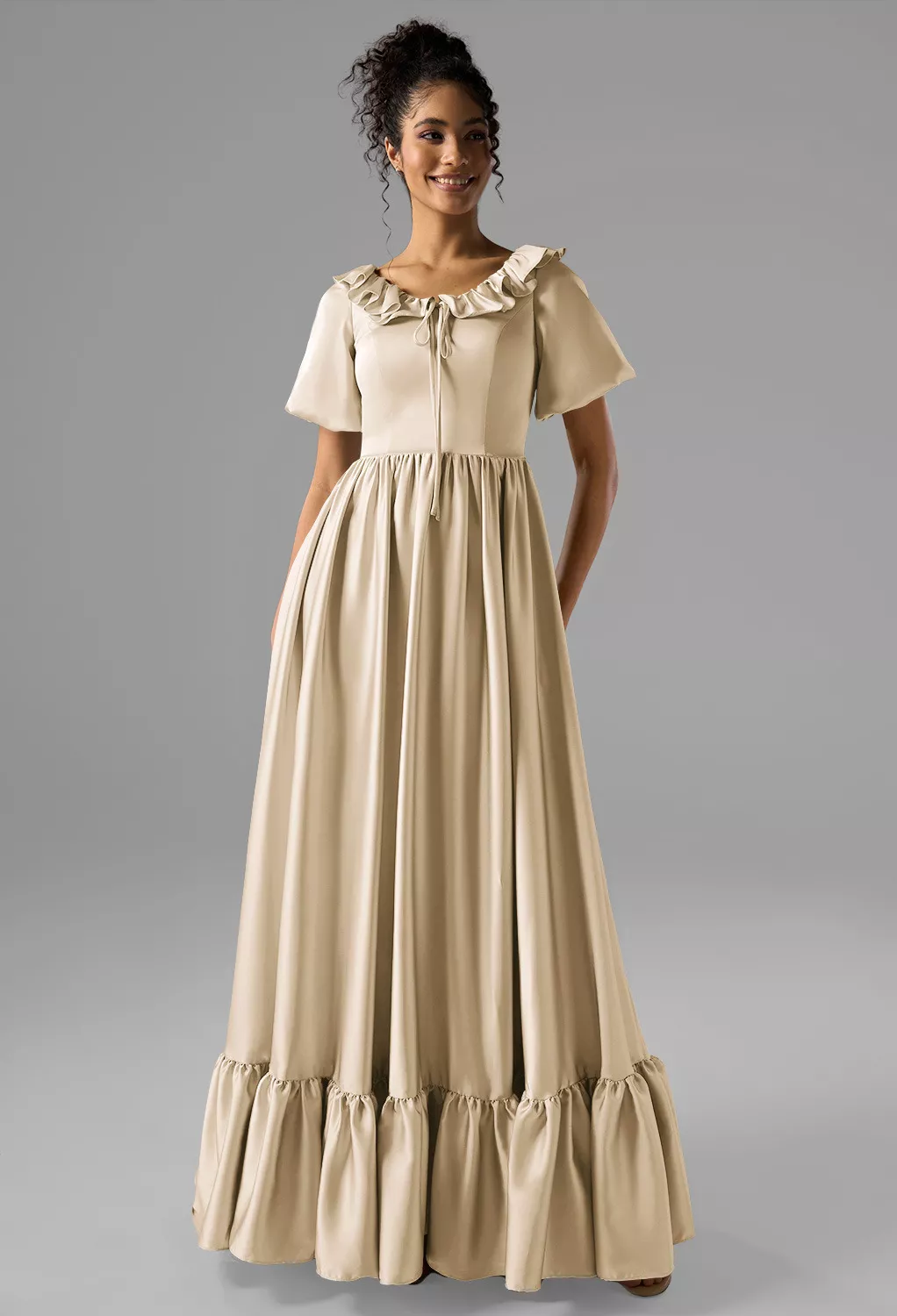 AW Sumayyah Champagne  Floral Bridesmaid Dresses